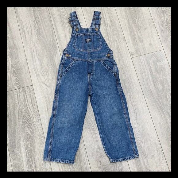 OshKosh B’Gosh Overalls Carpenter Style Blue Denim Unisex Jeans Size 4T Toddler - Picture 7 of 14